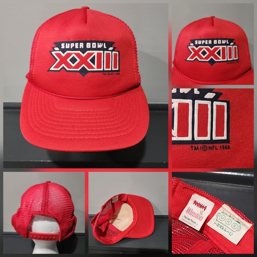 VTG 80s Super Bowl XXIII Bengals 49ers NFL Football Snapback Trucker Mesh‎ Hat